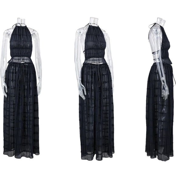 Black Boho Halter Set - Halter Top + Maxi Skirt - Picture 4 of 4